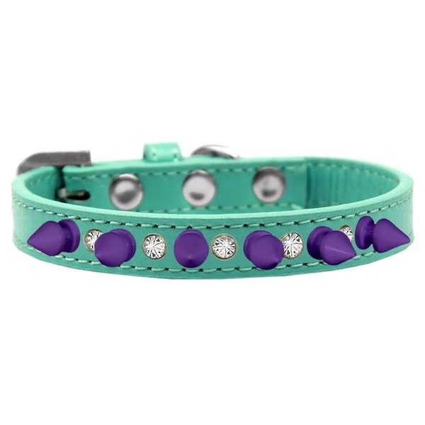 Petpal Crystal & Purple Spikes Dog Collar; Aqua - Size 16 PE766410